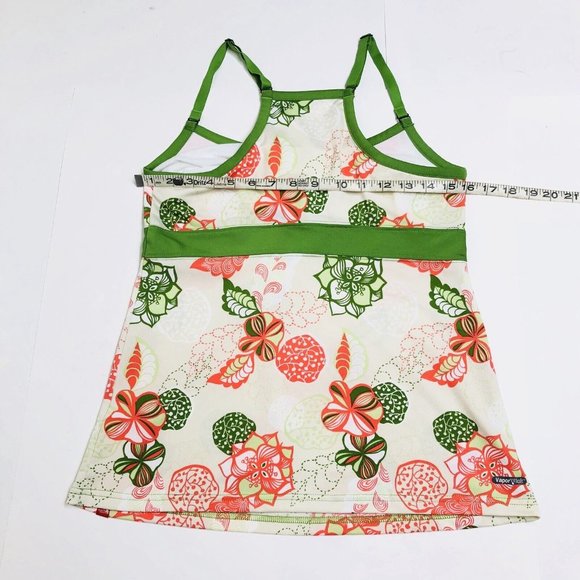 The North Face Sport Tank Top Shelf Bra Medium Beige Green Floral Empire Waist  - Picture 9 of 12